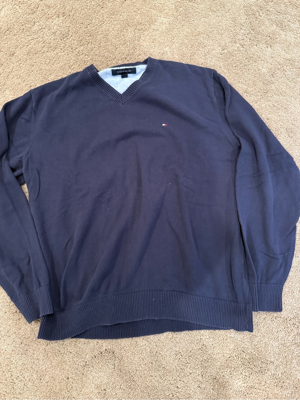 Tommy Hilfiger Navy V-Neck Pullover Sweater